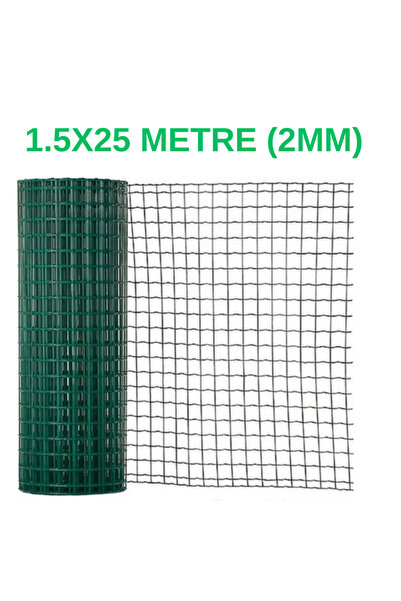 KONDEL 1.5X25 METRE Puntalı Yeşil Tel 50x50 Gözaralıklı 2.mm Kalınlık-kafes T...