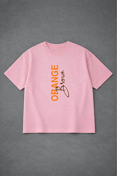 LORVEX Unisex Oversized T-Shirt 100% Cotton Comfortable Fit Orange Printed Pr...