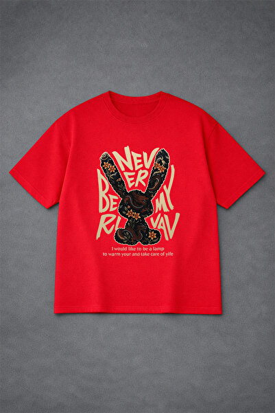 LORVEX Never Be My Baskılı Oversize Cotton Unisex tricou - Tricou