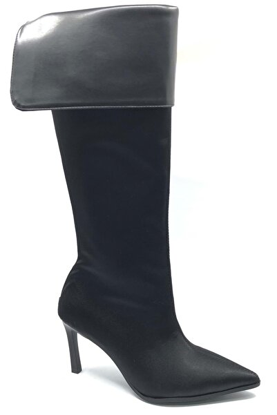 KOCAMANLAR Cizme de damă Feles cu toc subțire din satin, cu fermoar la spate,...