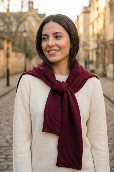 Kapin Burgundy Sweater-Look Tie-Up Scarf Shawl