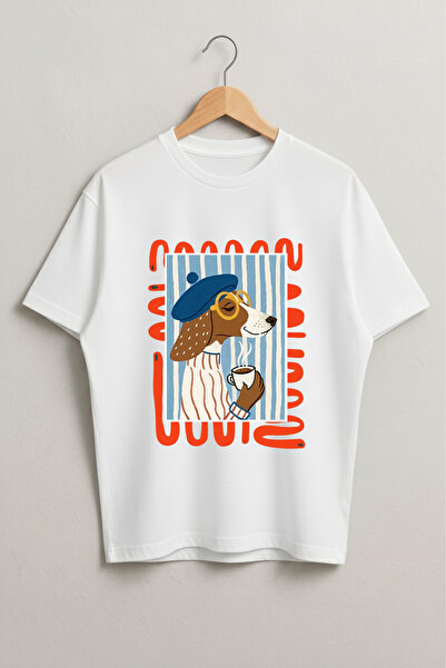 LORVEX Nezih Cute Dog Printed Oversized Cotton Unisex Tshirt - T-Shirt