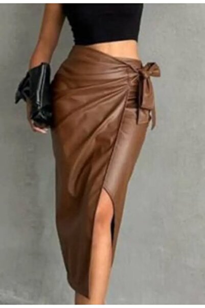 Haan Deri kravuze yandan baglamali etek