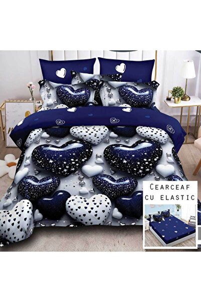 Patul Lenjerie de Pat 6 Piese, Bumbac Finet, Pucioasa, Pat Dublu, 2 Persoane,...