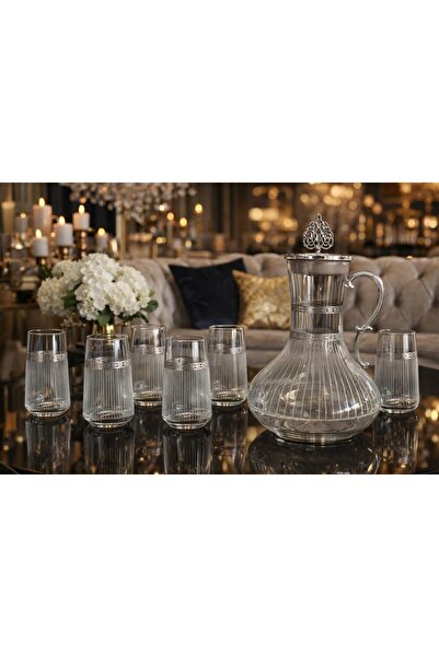 kısmet kristal 7 Piece Water Set, 6 Glasses and Stylish Pitcher Set