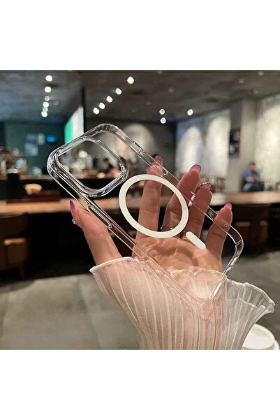 halkhouse iPhone 15 Plus Kılıf Kamera Korumalı Magsafe Şarj Özellikli Şeffaf ...