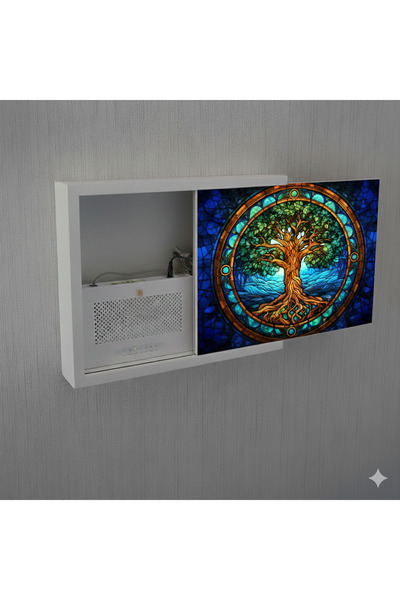 wudie صندوق تخزين مودم مزخرف، صندوق مودم منزلق، منظم كابلات لإخفاء لوحة الفيوزات