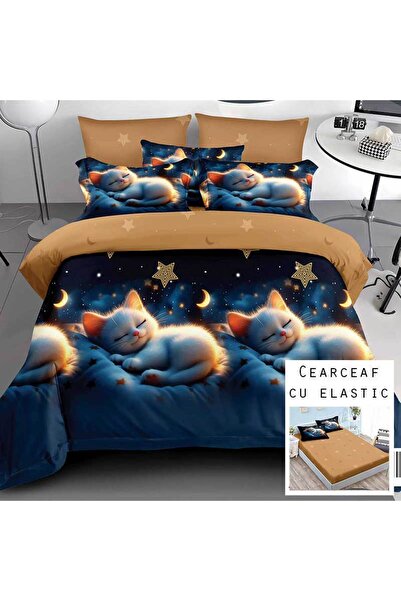 Patul Bed Linen 6 Pieces, Fine Cotton, Sulphur, Double Bed, 2 Persons, Fitted...