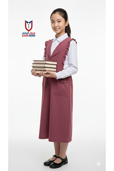 school مريول البراعم وردي بناتي طول الكاحل مريول وردي مدرسي موحد، متين ومريح