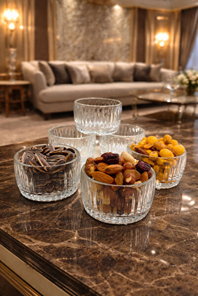 Mutfiko Glass Snack Bowl Set of 6 – 8 cm Crystal Cut Presentation Bowl