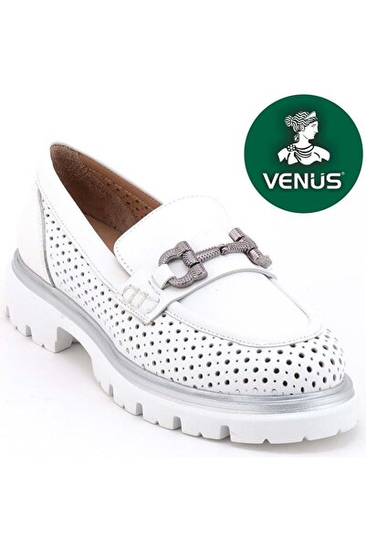 Venüs Cambridi Genuine Leather Orthopedic Oxford Women's Classic Shoes White