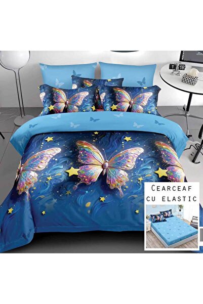 Patul Bed Linen 6 Pieces, Fine Cotton, Sulphur, Double Bed, 2 Persons, Fitted...