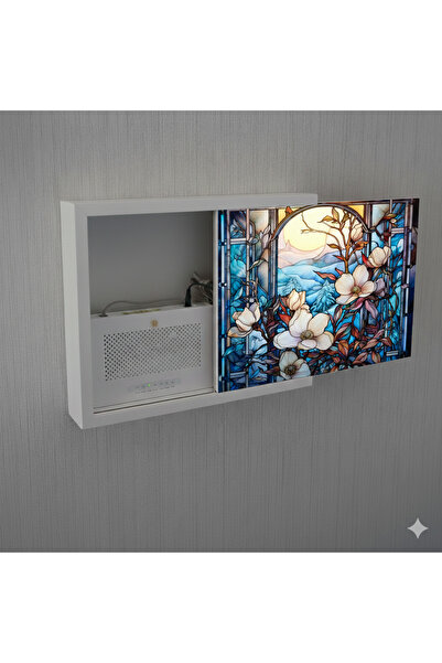 wudie صندوق تخزين مودم مزخرف، صندوق مودم منزلق، منظم كابلات لإخفاء لوحة الفيوزات