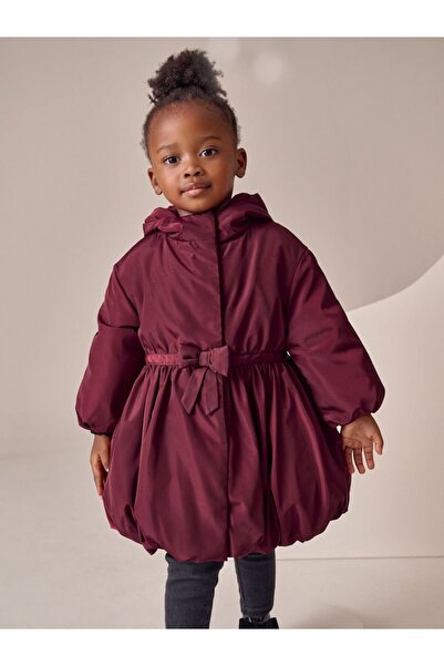 Next Baby Burgundy Red Waterproof Skirted Jacket with Bow Detail