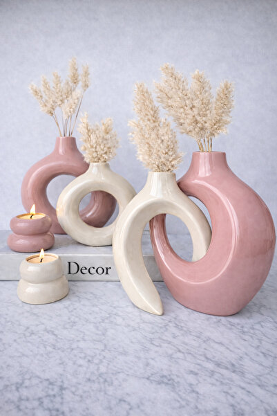 Luthien Brightly Lacquered Ivy Vase, Donut Vase and Candlestick Set
