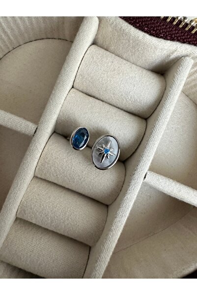 ringbox Silver Color Blue Stone Star Ring