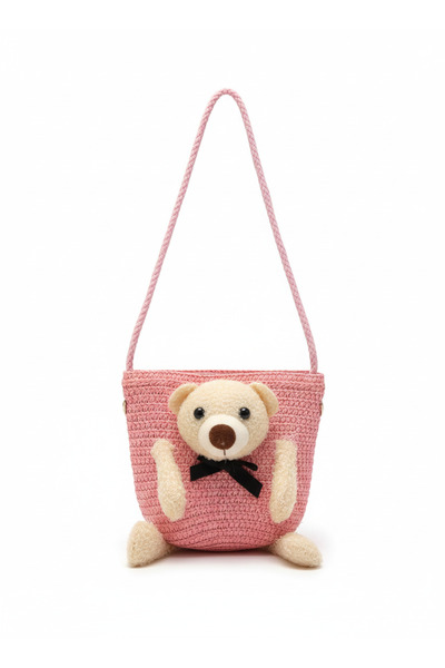 synshop Teddy Bear Cute Bear Pink Straw Strap Young Girl Child Baby Bag 13 cm...