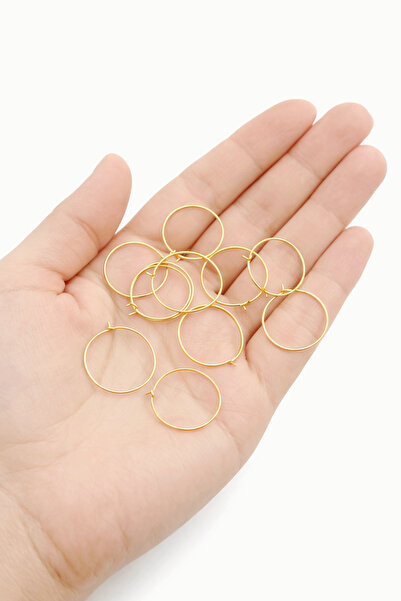 FlowerAksesuar 20 Adet - 20 Mm Halka Küpe, Tel Küpe, Yuvarlak Küpe, Küpe Halk...