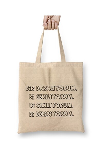 Toyaso I'M Shrinking Funny White Tote Bag Long Handle Shopping Bag Beach Bag