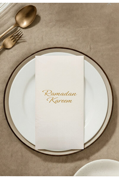pelure store Ramazan Peçetesi RAMADAN KAREEM 50'lı Kutusuz Kağıt Peçete