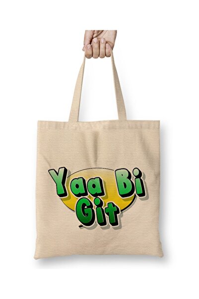 Toyaso Ya Bi Git Funny White Cloth Bag Long Handle Shopping Bag Beach Bag