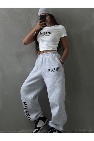 darkopia Women's Milano Printed Baby Tee Combed Cotton Crop and Sweatpants - ...