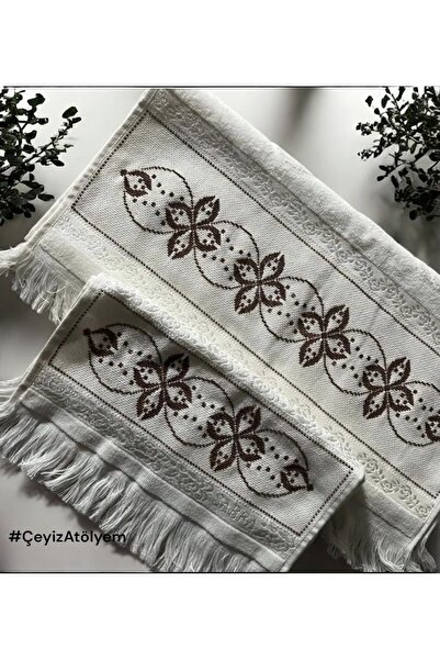Store El işlemeli çeyizlik havlu oyası 2 li set