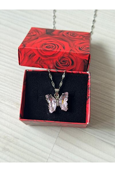Butterfly Necklace Custom Cut Natural Stone Detailed Butterfly Patterned Gift Necklace
