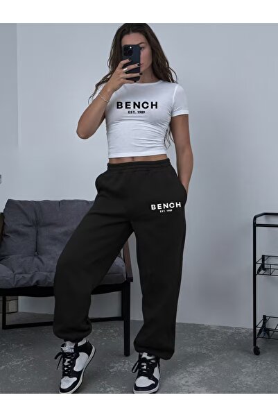 darkopia Women's B E N C H Printed Baby Tee Combed Cotton Crop and Sweatpants...