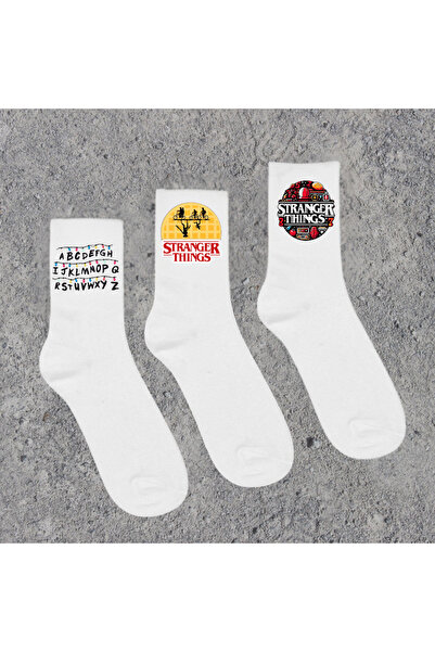 Tubinyoo Stranger Things White School Socks (Set of 3)