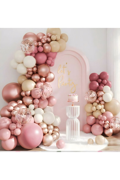 Öztürkpartievi Soft Concept Dusty Rose Powder Pink Balloon Set Rosegold 1St B...