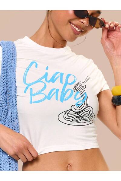 darkopia Γυναικείο μπλουζάκι Ciap Baby με στάμπα, χτενισμένο βαμβακερό, κοντό...