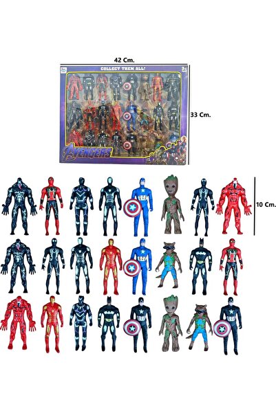 Oyuncakcı&Burada 24'lü Süper Kahraman Seti Örümcek Adam Hulk Kara Panter Veno...