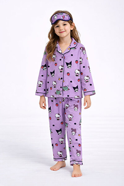 Beka Kids Patterned Long Sleeve Buttoned Front Shirt Collar Girls' Pajama Set...