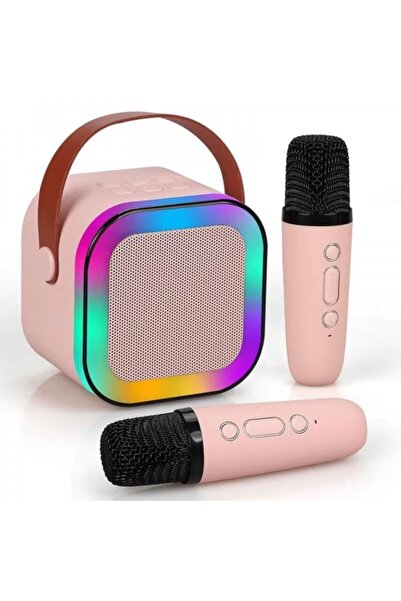 OEM Set Karaoke cu 2 Microfoane, Boxa Portabila Bluetooth USB, Iluminare RGB ...