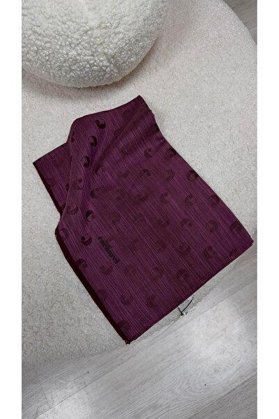 Cacharel B.Cacharel Logolu İpek Koton Jakar Etol Şal Bordo