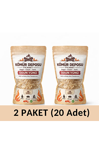 KömürDeposu Hızlı ve Kolay Ateş Tutuşturucu Odun Yünü 2 Paket (20 Adet)