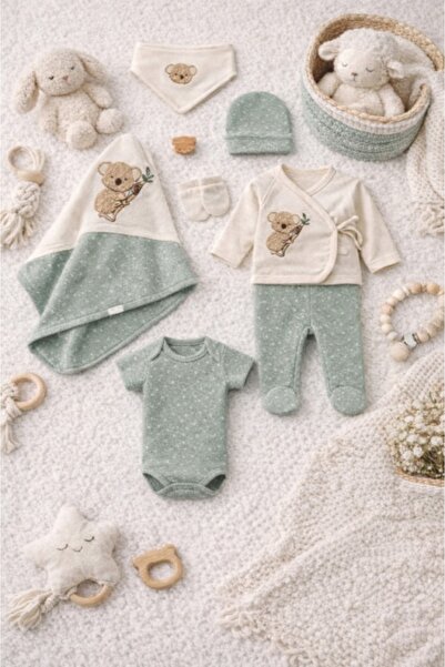 Pure Boutique Бебешки комплект от 7 памучни дрехи с бродерия на плюшено мече,...