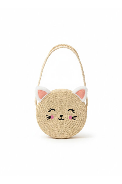 synshop Cute cat soft fluffy ear straw strap teen girl child baby bag 13 cm gift