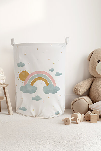 Talia Home Παστέλ μοτίβο ουράνιου τόξου Παιδικό δωμάτιο Καλάθι με βρώμικα πρά...