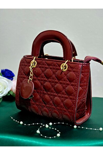 Baggy bag Women's Quilted Patterned Burgundy Hand and Shoulder Bag – Gold Rin...
