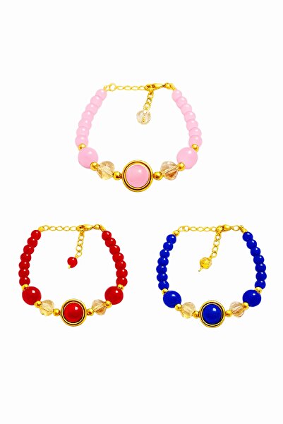 FASHION Colorful Peace 3Pcs Buckle Beaded Bracelet with Adjustable Chain