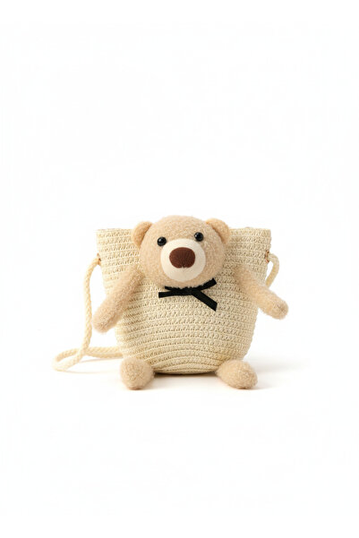 synshop Teddy bear cute bear wicker strap young girl child baby bag 13 cm gift