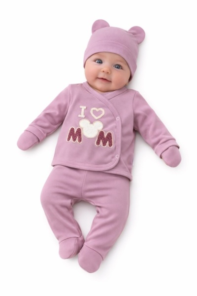 Pure Boutique Set bebelus 5 piese bumbac cu broderie decorativa, bluza petrec...