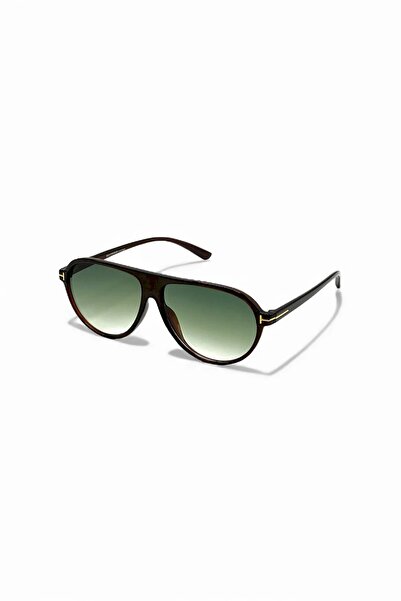 BAPPİR Aneta Pilot Model Coffee Frame Gradient Green Glass Unisex Sunglasses ...
