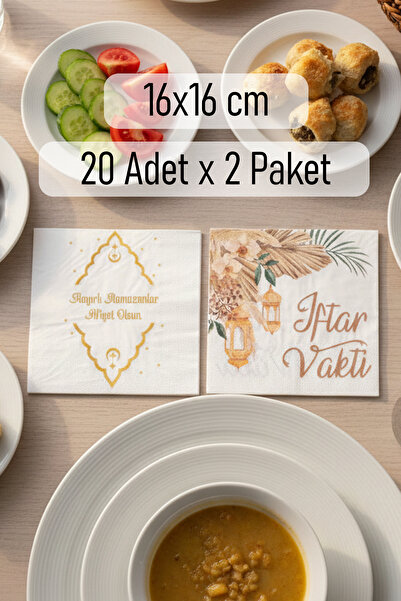 Dolkin Home 40 Adet Ramazan Sofralarına Özel Hayırlı Ramazanlar Baskılı Peçet...