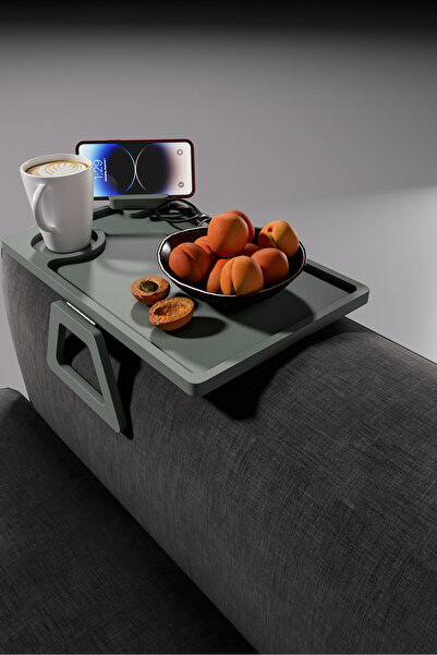 Wooden Studio Telefon Tutuculu Doğal Ahşap Koltuk Sehpası | Yan Sehpa | Koltu...