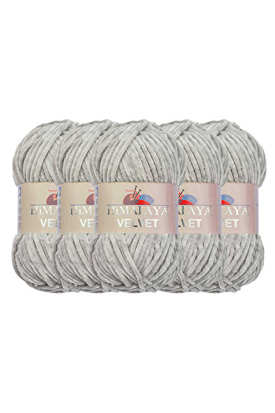 Himalaya Velvet Velvet Knitting Yarn, White 90001, 5X100 Grams, 5 Skeins