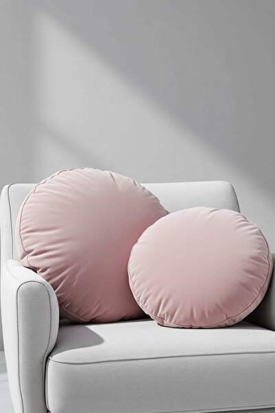 JACA Yuvarlak Daire Görünümlü Büyük Boy Yastık Kadife Yumuşak Kumaş İç Dolgul...