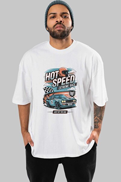 Ankhises Σειρά Car Series (54) μπλουζάκι με στάμπα μπροστά, λευκό, υπερμεγέθη...